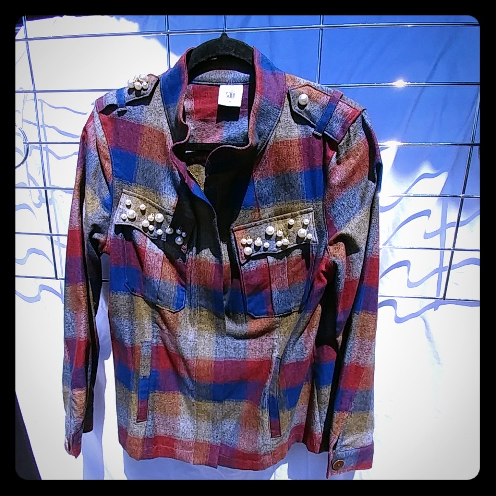 Cabi Plaid collage jacket